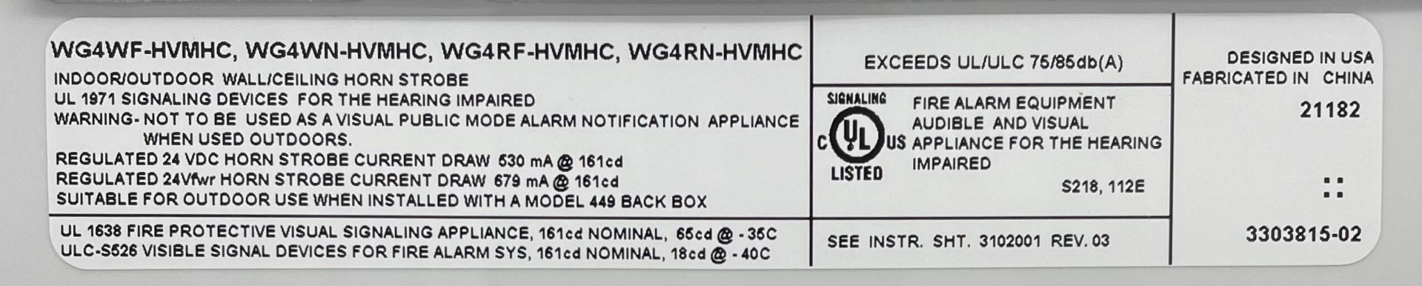 Edwards WG4WN-HVMHC - The Fire Alarm Supplier