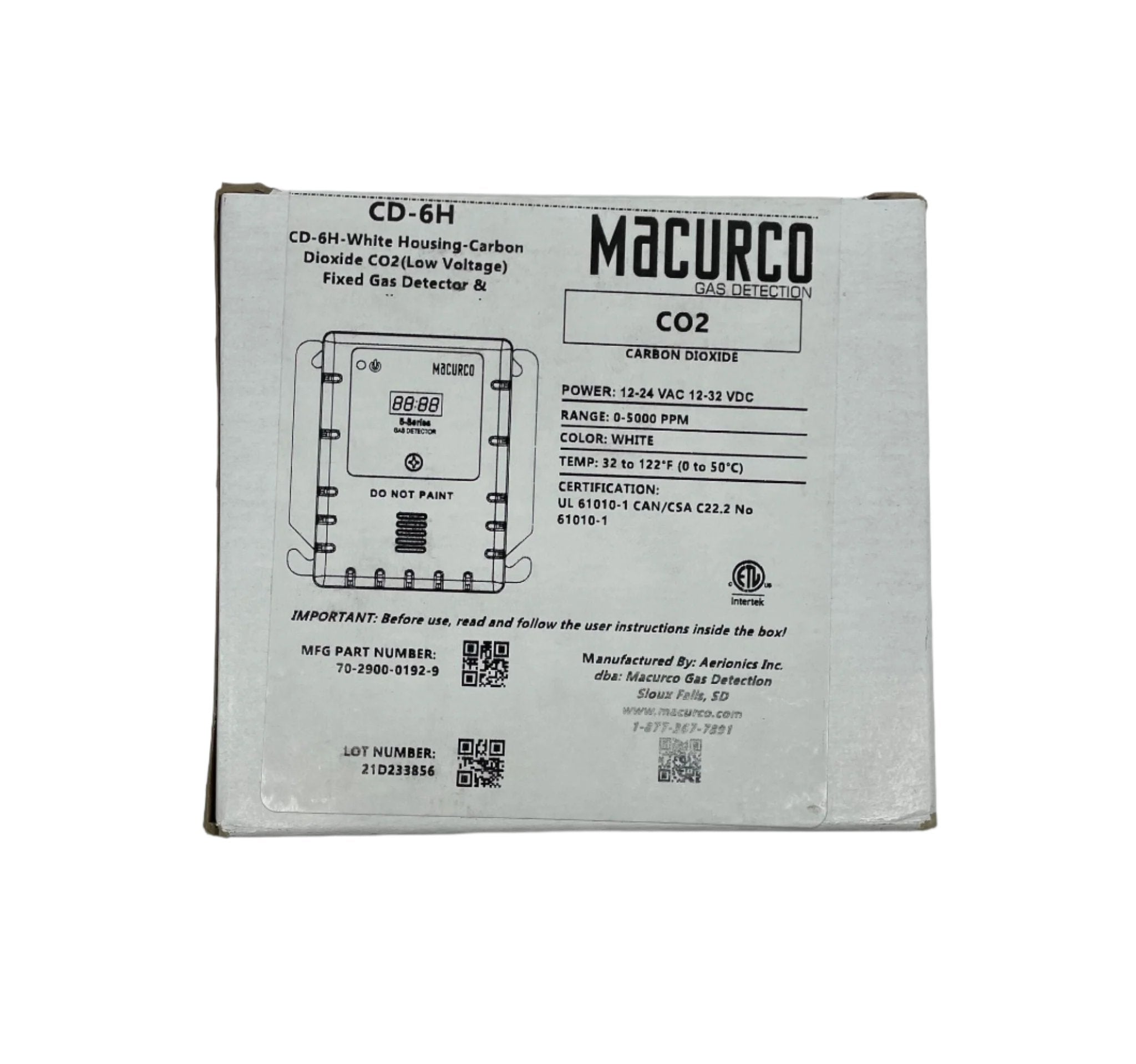 Macurco CD-6H Carbon Dioxide Gas Detector - The Fire Alarm Supplier