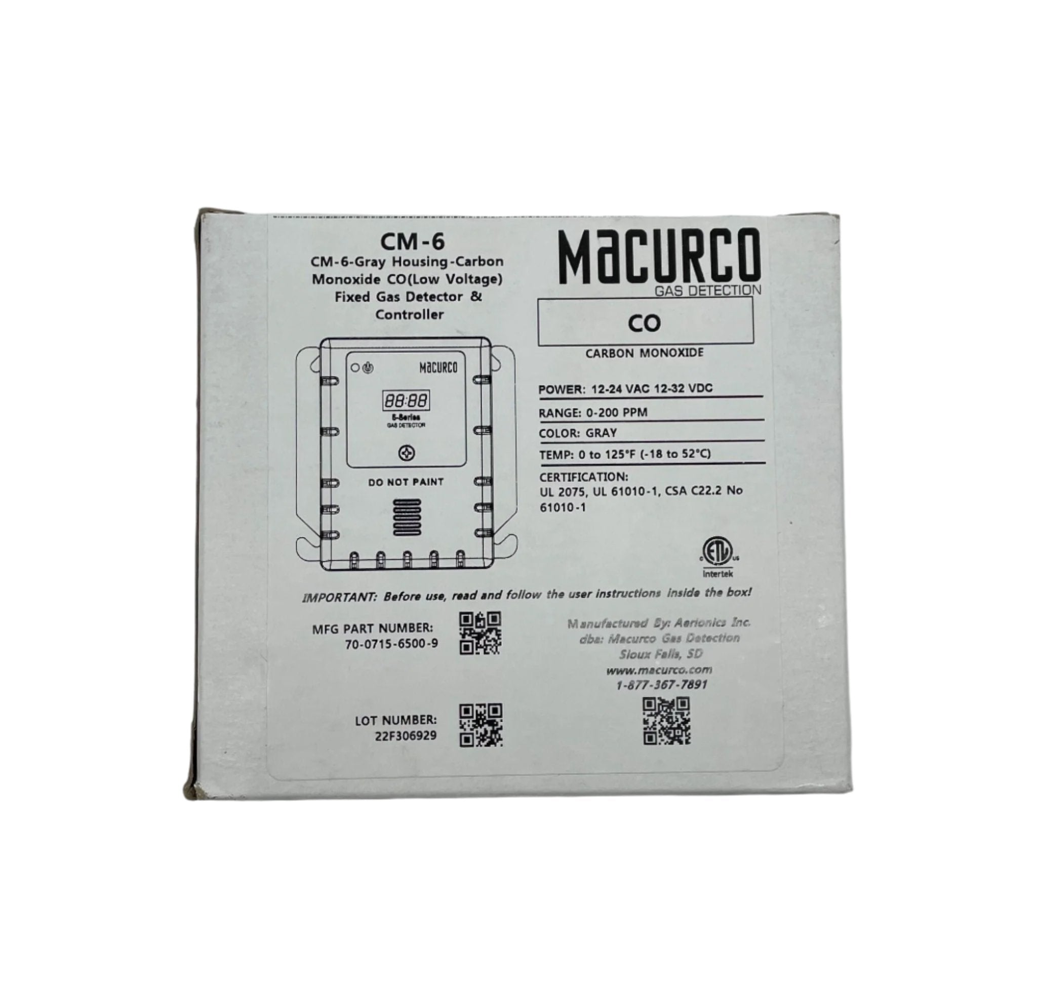 Macurco CM-6 Carbon Monoxide Gas Detector - The Fire Alarm Supplier