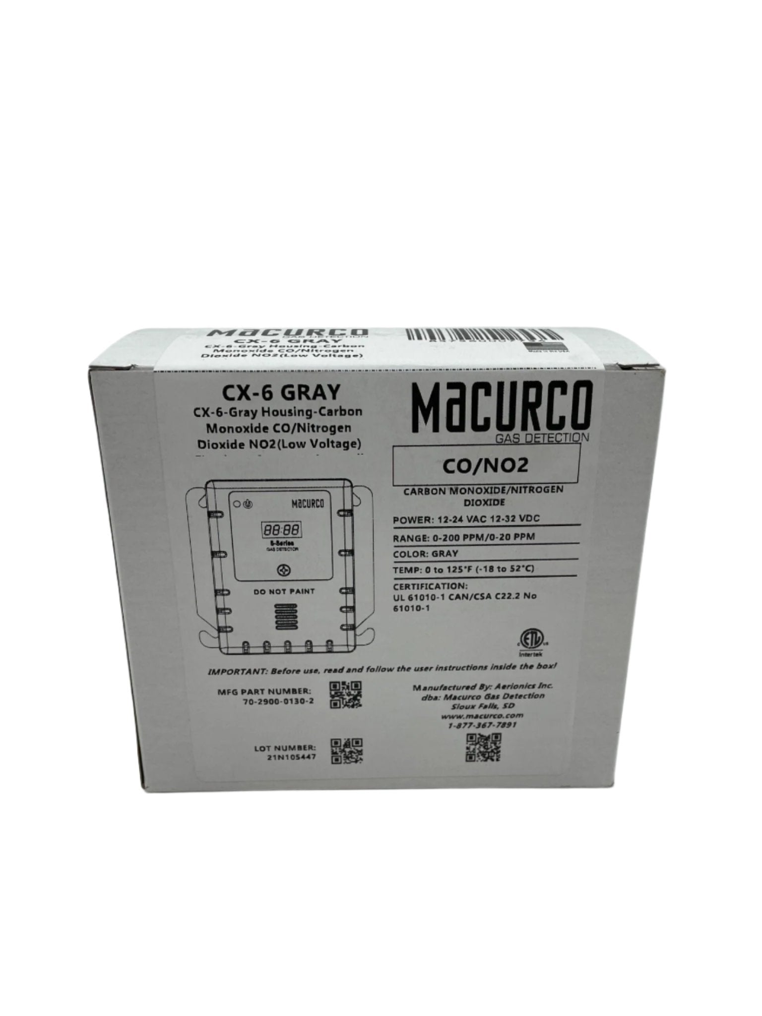 Macurco CX-6 Carbon Monoxide Co/ NO2 - The Fire Alarm Supplier