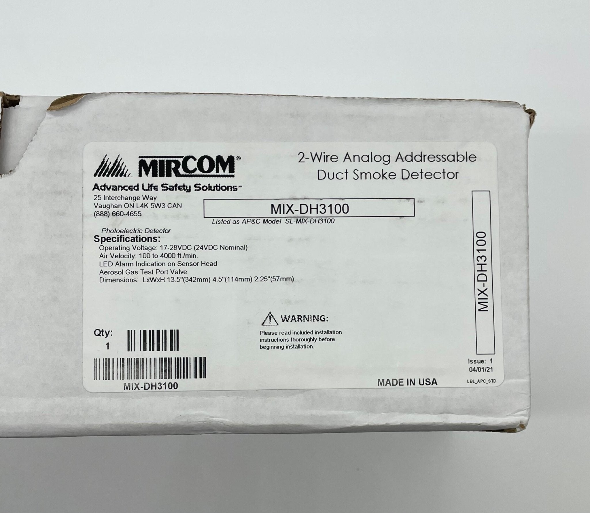 Mircom MIX-DH3100 Addressable Duct Smoke Detector - The Fire Alarm Supplier