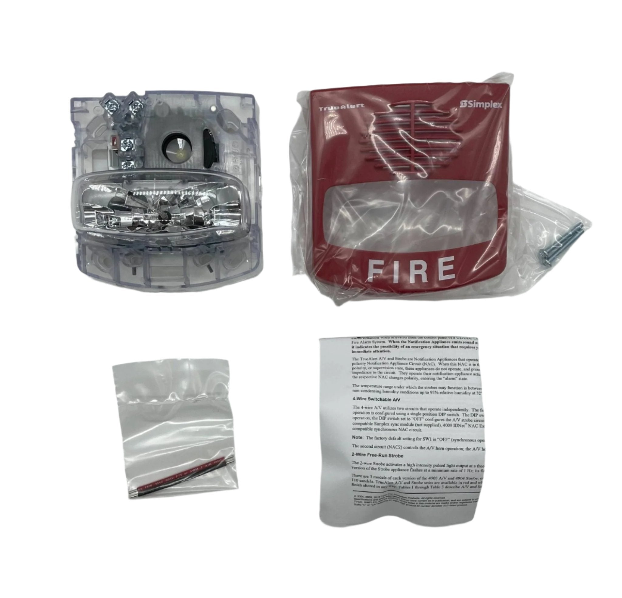 SIMPLEX 4903-9425 Horn Strobe A/V 15 CD RED, Standard Non-Addressable Fire Lettering - The Fire Alarm Supplier